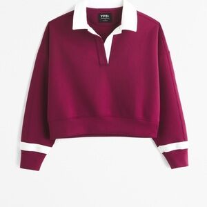 YPB Burgundy and White Collared Sweatshirt